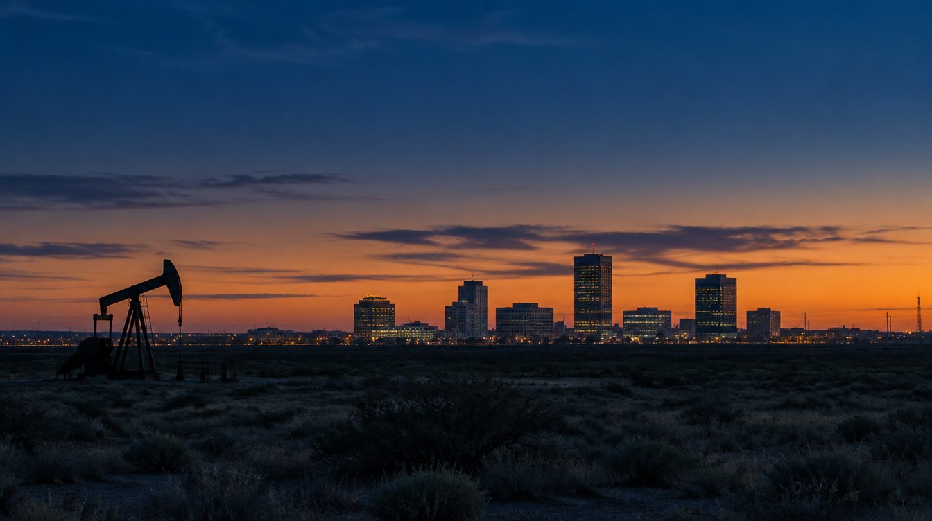 Downtown Midland, Texas at dusk